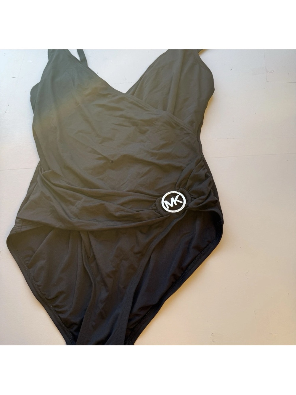 Michael Kors Black One-Piece Swimsuit with Gold MK Emblem B9 - Picture 3 of 10